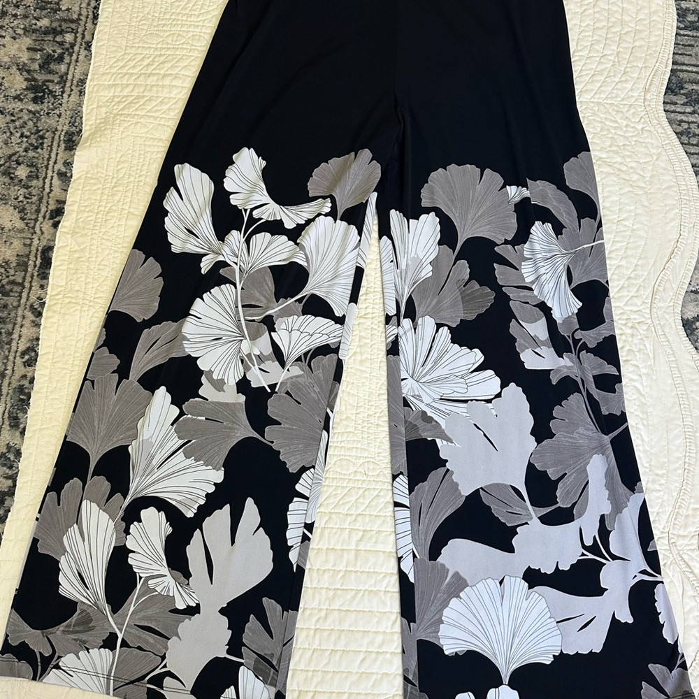 Alfani Black and Gray Floral Wide Leg Pants